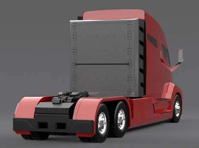 This Nikola One model is spec’d with a 150 natural gas tank behind the cab.