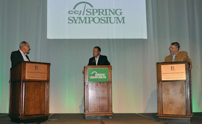 Todd Spencer of OOIDA (left) and Ted Scott of ATA (right). Jeff Crissey, CCJ’s Editor, moderated the discussion.