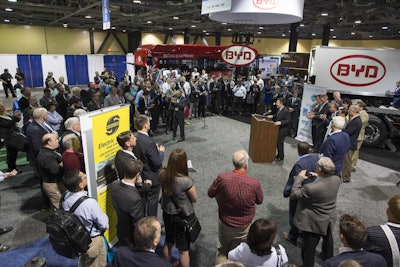 The State of California awarded $23.6 million today to South Coast Air Quality Management District for zero-emission drayage trucks which will be used at the state’s major ports. (Photo courtesy of Gladstein, Neandross & Associates.)