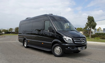 A Mercedes Sprinter that's undergone a JetVan transformation.