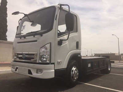 A Class 5 medium duty electric truck manufactured by BYD.