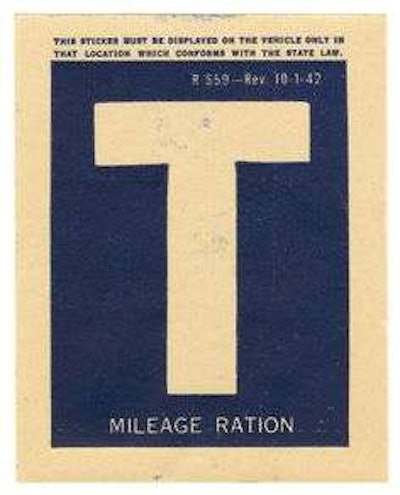 Trucks in the U.S. during World War II were issued Class T gas ration cards. (Photo: Pinterest)