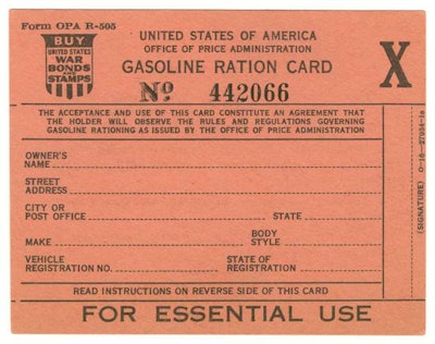 The coveted X fuel ration card was reserved for politicians and others deemed prominent enough to receive one. (Photo: Duke University)