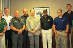 FMCSA Administrator Scott Darling visited Miller Transporters recently to see the Motor Carrier Apprehension Program first-hand. Shown from left to right are Ray Riley, Miller Transporters director of safety; Al Dear, MTI director of training; Lt. Brian Phillips, Motor Carrier Division of the Mississippi Highway Patrol; Cpt. Scott Carnegie, MHP; Gil de Jesús, senior advisor, FMCSA; Scott Darling, FMCSA Administrator; Brent Cobb, MTI vice president of safety and quality; Lee Miller, MTI president; and Steven Tapscott, MTI VP of sales and marketing.