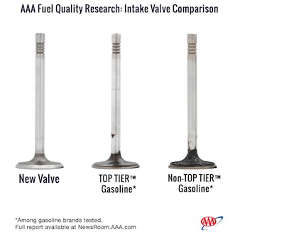 Valve comparison from fuel carbon tests conducted by AAA. Other photos can be seen in the online report.
