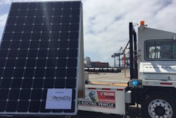 Solar panels are part of the self-sustaining energy plan for the Green Omni Terminal Demonstration Project at the Port of Los Angeles.