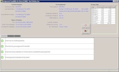 The Driver Feasibility tool from McLeod Software shows if a driver-load combination is doable based on a driver’s current and future availability.