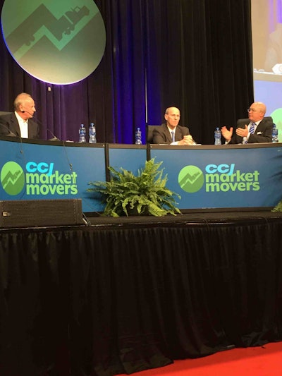Panelists from left: Alain Bedard, chairman and CEO of Transforce; David Parker, president of Covenant Transportation Group; and Donald Broughton, economist from Avondale Partners.