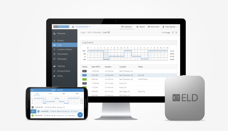 KeepTruckin ELD Screen view