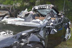 Photo from NTSB’s preliminary report of the Tesla Model S involved in the crash.