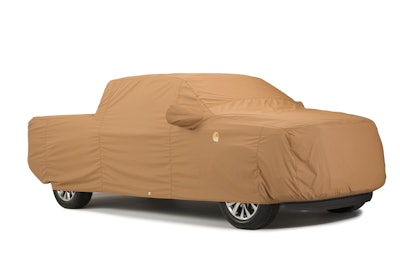 Covercraft’s new Carhartt truck cover will be ready to ship on Sept. 1. Carhartt Brown is shown above and Carhartt Gravel in the lower left.