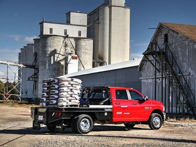 The DewEze 1600 Series flatbed, shown here on a Ram 5500 chassis, is designed for easy installation.