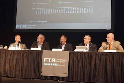 Panelists, from left: Tim Wiseman, Scopelitis; Rodney Noble, PepsiCo; Mark Rourke, Schneider; John Culp, Maverick; Jason Seidl, Cowen. Noel Perry, not pictured, moderated the panel.