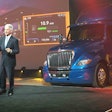 Denny Mooney, Navistar senior vice president of global product development, introduces the International LT Series in Las Vegas Friday.
