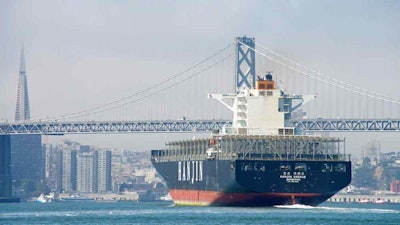 The first Hanjin ship to dock at the Port of Oakland following the company’s bankruptcy filing.
