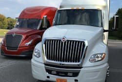 International’s LT Series (right) drew some efficiency inspiration from the company’s SuperTruck project, pictured left.