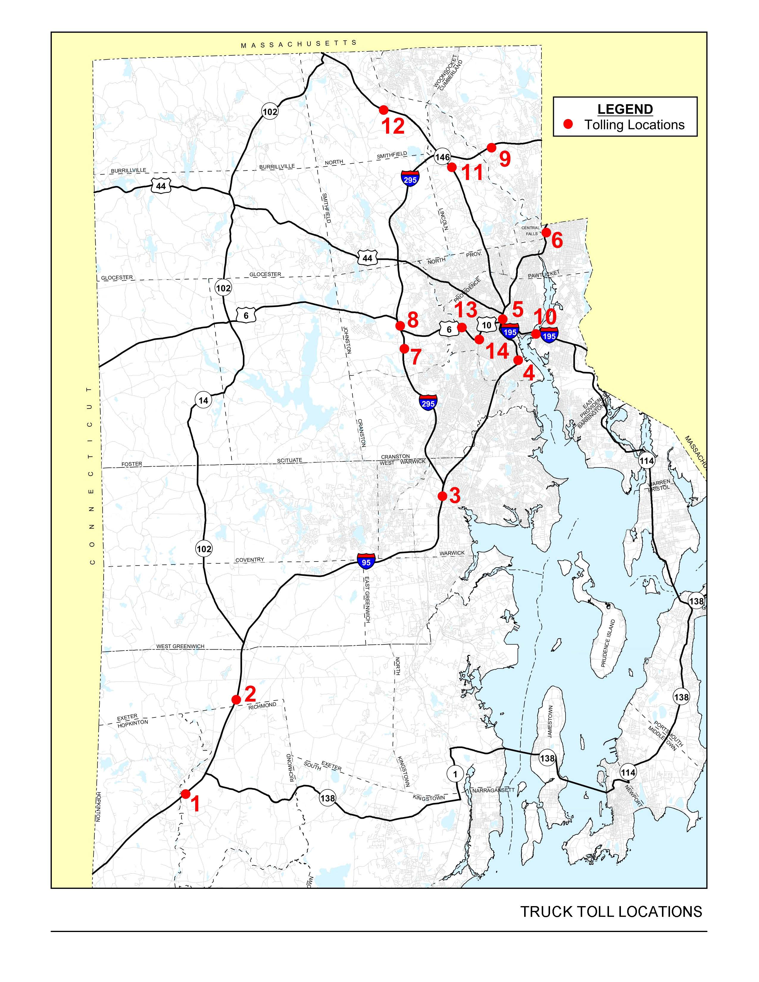 Truck Tolling Locations in Rhodeworks Plan