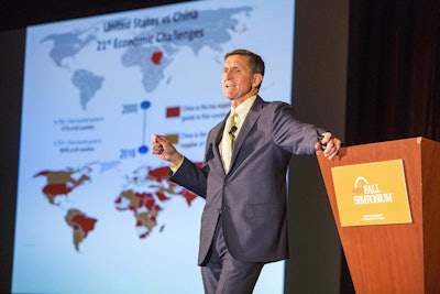 Retired Lt. Gen. Flynn spoke Wednesday at the CCJ Fall Symposium.
