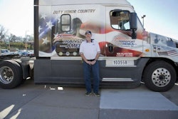Transport America recognizes one of their drivers and military veteran, Robert Harp, on Veteran’s Day with a custom military truck wrap.