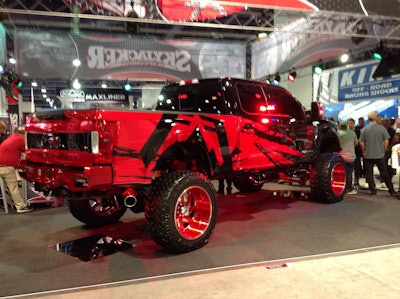 Skyjacker now offers lift kits for 2017 Ford Super Duty trucks. The pickup above, on display at Skyjacker’s booth at SEMA last month, was paired up with their 8.5-inch kit.
