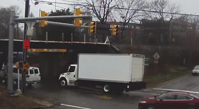 It looks like it might make it, but no. Such is the fate of dozens of trucks that just can’t make it under Durham, North Carolina’s infamous ‘Can-Opener Bridge.’