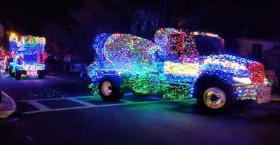 A cement mixer delivers plenty of Christmas cheer in a recent parade in New Jersey.