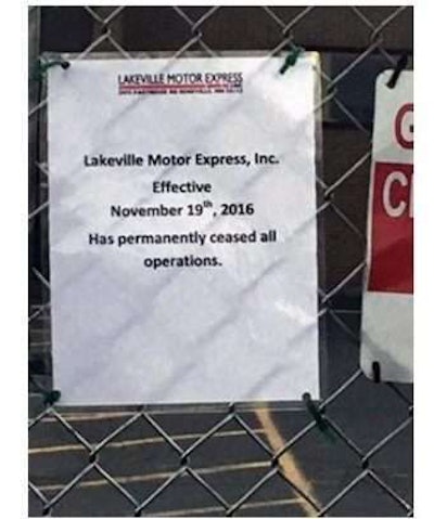Lakeville employees found this notice tacked to the company’s closed and locked gates last month.