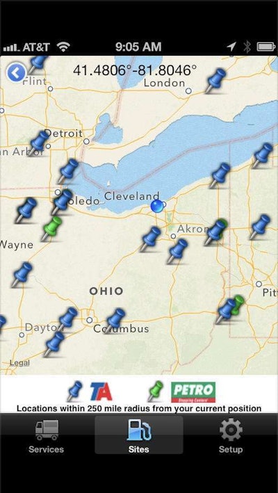 The TruckSmart driver app shows parking information for locations. Soon, fleets will be able to reserve spots online.