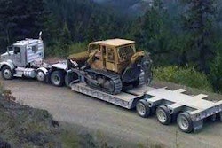 Heavy equipment loaded on a trailer