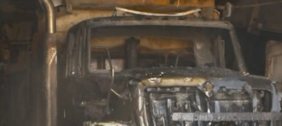 A fire in Utah destroyed 11 snow plow trucks. The building was not equipped with fire sprinklers. (Photo from fox13now.com.)