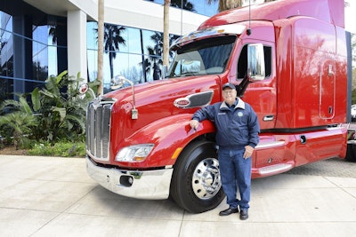Landstar owner-operator Ralph Hall won this Peterbilt 579 in the Landstar Deliver to Win Truck Giveaway contest.