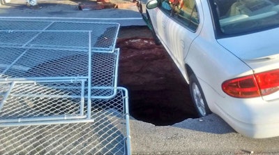 This Oldsmobile Alero was rescued by three tow trucks this week in Wilkesboro, N.C.