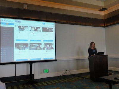 Kristin Costas, product lead at Lytx, demonstrates the new DriveCam Enterprise Workspace during the user conference.