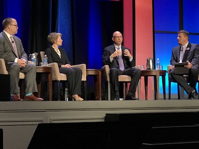 From left to right: Tom Balzer, Ohio Trucking Association; Kary Schaefer, Daimler Trucks North America; Mike Cammisa, American Trucking Associations, and; Rob Penner, Bison Transport/TCA chairman