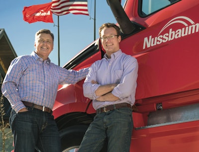 Nussbaum Transportation CEO Brent Nussbaum, left, and Jeremy Stickling, director of human resources and safety, led the company’s efforts to leverage event recorder and ECM data to measure driver behavior and retool its fuel scorecard program.