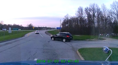 Still from Scott LeVan’s dashcam, capturing the getaway of the car thieves.
