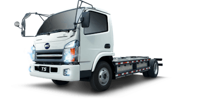 BYD’s electric T5 chassis cab truck has a range of 155 miles.