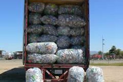 CalRecycle photo of aluminum cans seized during March 16 sting near Intake Blvd. and Hobson Way in Blythe, Calif.