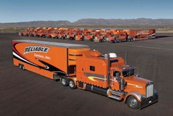 Reliable Carriers truck parked along with other trucks