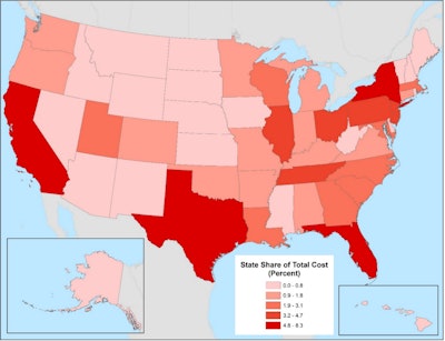 Florida and Texas accounted for the most congestion in the country in 2015, according to ATRI research.