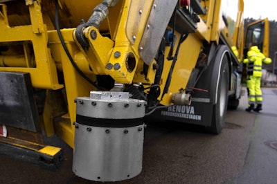 Here’s one of the sensors that makes autonomous driving possible on Volvo’s self-driving refuse truck.