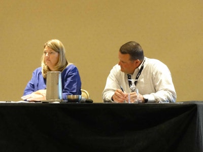 Marcia Wood, CFO of Choptank and Mark Reed, president and CFO of ReedTMS Logistics, during a panel discussion at the McLeod CFO conference.