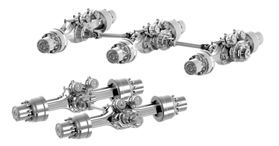 Marmon-Herrington’s Sisu 90,000-pound tandem-axle and 136,000-pound tridem-axle sets