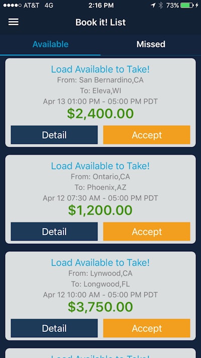 Next Trucking’s mobile app allows pre-approved truckers to instantly book freight.