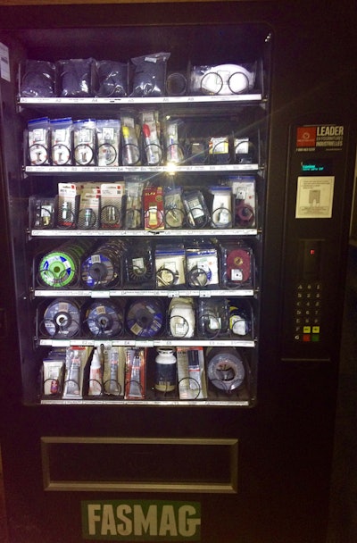 To cut maintenance shop costs, Groupe Robert installed a vending machine that tracks technicians’ use of supplies such as gloves, batteries, hand cleaner, cutting discs and drill bits.