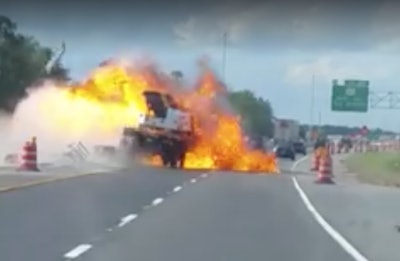 A tractor-trailer explosion Friday on I-75 in Pasco County, Fla. left a driver in critical condition.