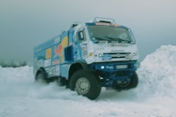 This Kamaz 1,000-hp, 10-ton offroad race truck takes on staggering jumps.