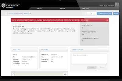 DTNA says the new Detroit Connect portal will allow fleet managers better access and more insights on engine- and truck-related data.