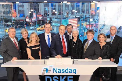 Don Daseke (center), chairman and CEO of Daseke Inc., joined the leadership team of The Boyd Companies at the launch of Daseke’s public trading on the Nasdaq Capital Market.