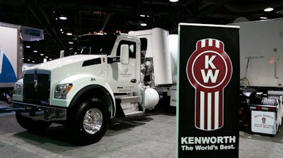 Kenworth’s first truck equipped with the Cummins Westport ISL G Near Zero emissions engine was displayed in May at ACT Expo in Long Beach, Calif. The truck resulted from a partnership between Kenworth and CalPortland and McNeilus.